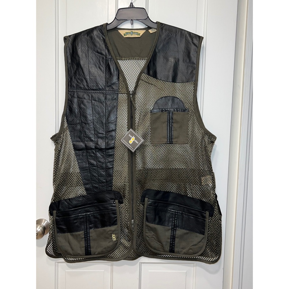 Bob Allen 285M Mesh Shooting Vest Mens 2XL Green Leather Trim Trap Skeet NWT